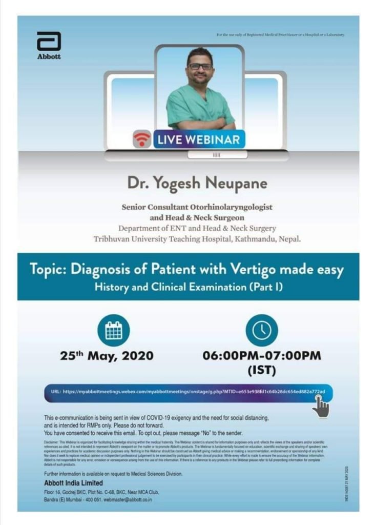 Webinar - Diagnosis Of Patients With Vertigo Made Easy